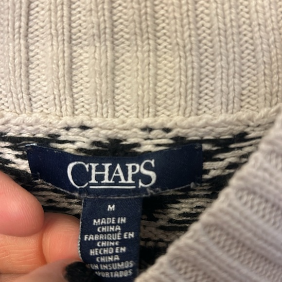 Chaps Women’s Sweater Black/White Size Medium - Picture 3 of 4